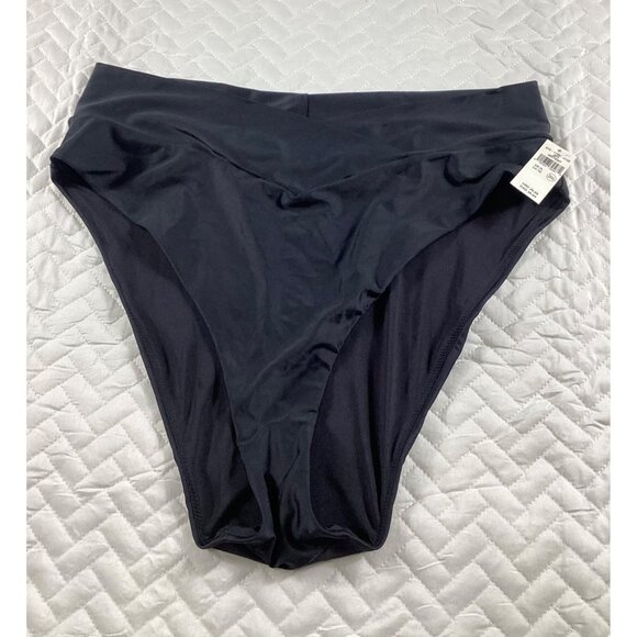 Aerie XL High Cut Cheeky Swim Womens Bottom Black Nylon Spandex UPF 50 NWT pool - Picture 1 of 6